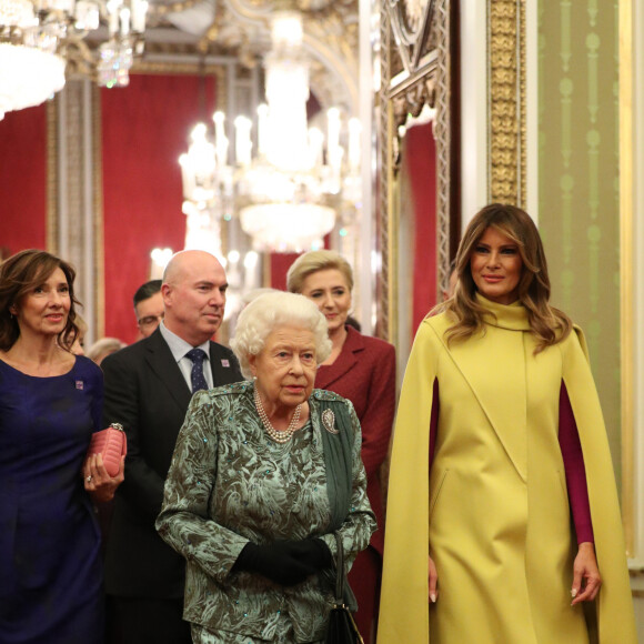 La reine Elisabeth II, Melania Trump - Réception au palais de Buckingham en l'honneur des participants à l'anniversaire des 70 ans de l'Otan le 3 décembre 2019. 