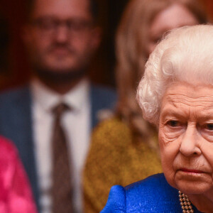 La reine Eilisabeth II d'Angleterre lors de la réception de la fondation The Queen Elizabeth Diamond Jubilee Trust au palais de Buckingham à Londres le 29 octobre 2019. 