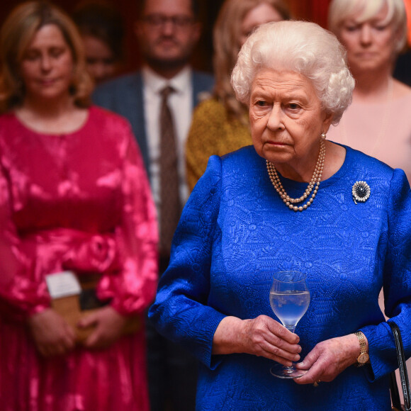 La reine Eilisabeth II d'Angleterre lors de la réception de la fondation The Queen Elizabeth Diamond Jubilee Trust au palais de Buckingham à Londres le 29 octobre 2019. 