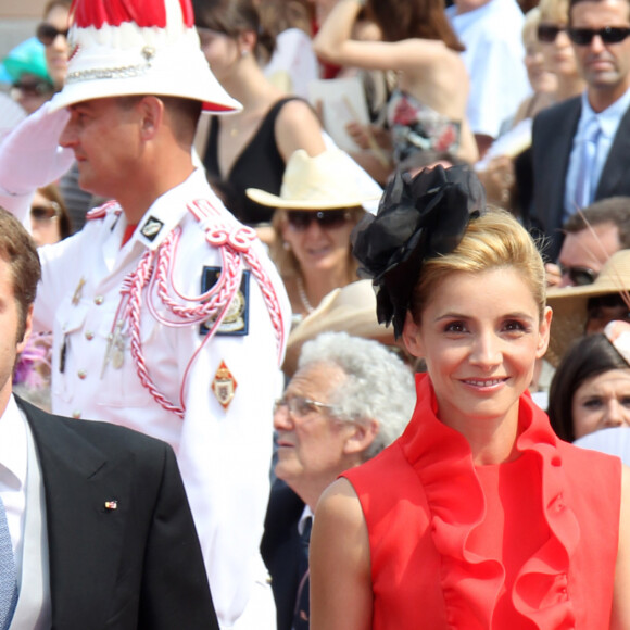 Emmanuel Philibert de Savoie et Clotilde Courau lors du mariage d'Albert et Charlene de Monaco le 2 juillet 2011.