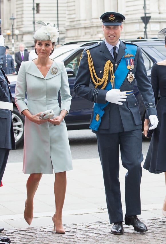 Kate Catherine Middleton, duchesse de Cambridge, le prince William, duc de Cambridge - Arrivées de la famille royale d'Angleterre à l'abbaye de Westminster pour le centenaire de la RAF à Londres. Le 10 juillet 2018 