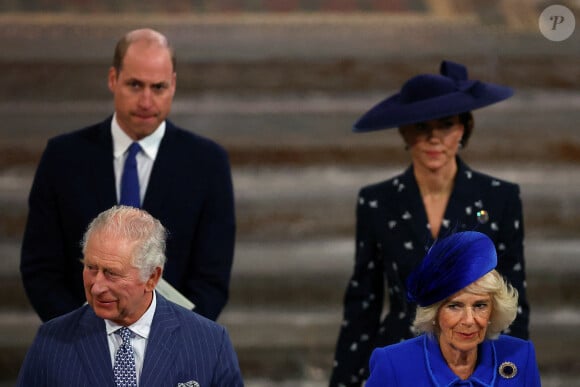 Le roi Charles III d'Angleterre, Camilla Parker Bowles, reine consort d'Angleterre, Le prince William, prince de Galles, Catherine (Kate) Middleton, princesse de Galles - Service annuel du jour du Commonwealth à l'abbaye de Westminster à Londres, Royaume Uni, le 13 mars 2023. 