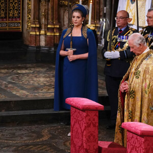 Les invités à la cérémonie de couronnement du roi d'Angleterre à l'abbaye de Westminster de Londres Le roi Charles III d'Angleterre, Camilla Parker Bowles, reine consort d'Angleterre, et Penny Mordaunt - Les invités à la cérémonie de couronnement du roi d'Angleterre à l'abbaye de Westminster de Londres, Royaume Uni, le 6 mai 2023. 