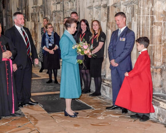 La princesse Anne assiste au service de célébration de la grande journée d'aide, pour marquer le couronnement du roi Charles III à la cathédrale de Gloucester, le 8 mai 2023.