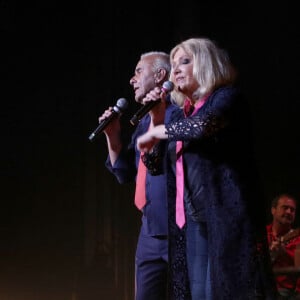 Exclusif - Michel Fugain et sa femme Sanda lors du concert "Michel Fugain fait Bandapart" pour les 80 ans du chanteur à Bobino à Paris le 12 Mai 2022. © Bertrand Rindoff/Bestimage  (No Web - pour suisse et Belgique) 