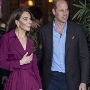 Le prince William, prince de Galles, et Catherine (Kate) Middleton, princesse de Galles, en visite à Birmingham, le 20 avril 2023.