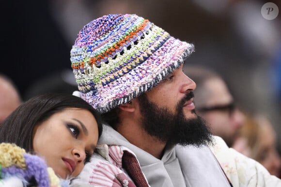 Joakim Noah et sa femme Lais Ribeiro - People au match de Basketball Paris NBA 2023 entre les Pistons de Detroit et les Bulls de Chicago à l'Accor Arena Bercy le 19 janvier 2023.