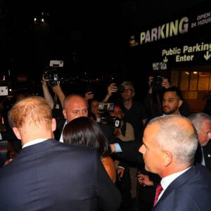 Le prince Harry, duc de Sussex et Meghan Markle, duchesse de Sussex, et sa mère Doria Ragland, à la sortie de la cérémonie des "Women of Vision Awards" au Ziegfeld Theatre à New York, le 16 mai 2023. 