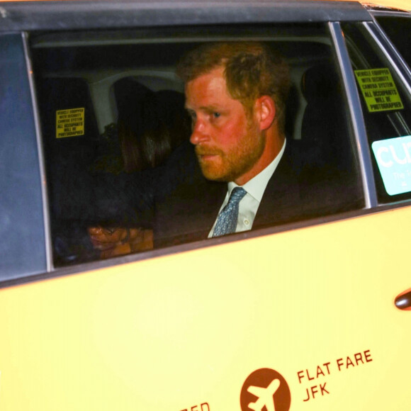 Le prince Harry, duc de Sussex et Meghan Markle, duchesse de Sussex, et sa mère Doria Ragland, à la sortie de la cérémonie des "Women of Vision Awards" au Ziegfeld Theatre à New York, le 16 mai 2023. 