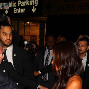 Le prince Harry, duc de Sussex et Meghan Markle, duchesse de Sussex, et sa mère Doria Ragland, à la sortie de la cérémonie des "Women of Vision Awards" au Ziegfeld Theatre à New York, le 16 mai 2023. 