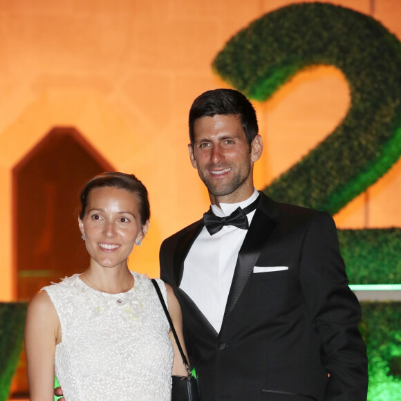 Novak Djokovic et sa femme Jelena Djokovic lors du dîner des champions de Wimbledon à Guildhall à Londres, le 15 juillet 2018. Novak a remporté la finale contre le sud-africain K. Anderson (6-2; 6-2; 7-3)