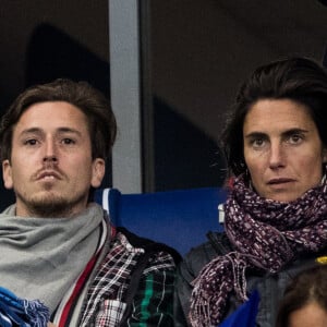 Alessandra Sublet et son nouveau compagnon Jordan, Malika Menard (Miss France 2010) - People assistent au match des éliminatoires de l'Euro 2020 entre la France et l'Islande au Stade de France à Saint-Denis le 25 mars 2019. La france a remporté le match sur le score de 4-0.