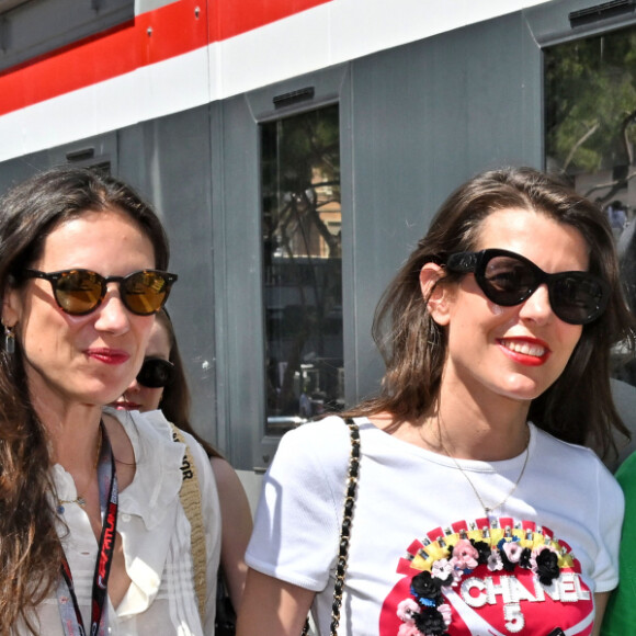 Ben-Sylvester Strautmann, Tatiana Santo Domingo Casiraghi, Charlotte Casiraghi et Khadja Nin - La famille princière de Monaco assiste aux séances d'essais qualificatives du 80ème Grand Prix de Monaco de Formule 1 à Monaco le 27 mai 2023. © Bruno Bebert/Bestimage 