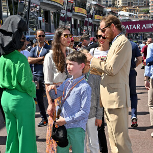 Khadja Nin, Tatiana Santo Domingo Casiraghi, Charlotte Casiraghi, son fils Raphael Elmaleh et Andrea Casiraghi - La famille princière de Monaco assiste aux séances d'essais qualificatives du 80ème Grand Prix de Monaco de Formule 1 à Monaco le 27 mai 2023. © Bruno Bebert/Bestimage 