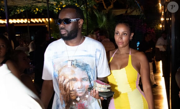 Exclusif - Gims et sa femme DemDem - People dînent au restaurant "Gioia" avant de faire la fête au VIP Room à Saint-Tropez le 28 juillet 2022. © Hippolyte Hamonet/Bestimage 