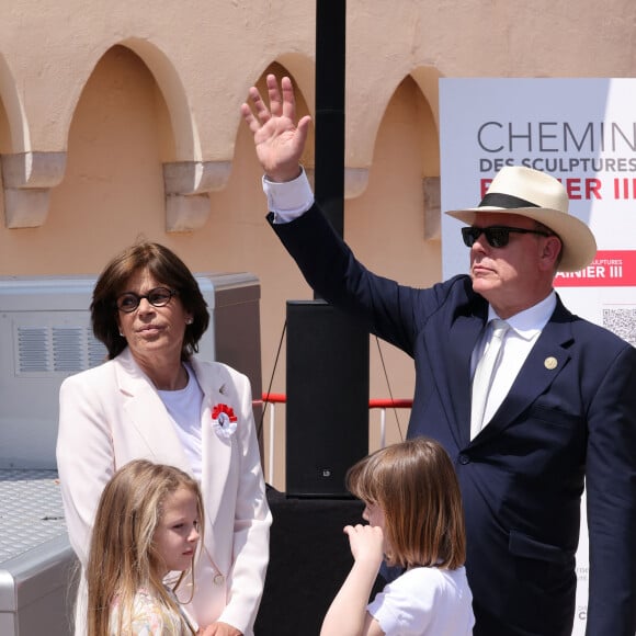 La princesse Gabriella de Monaco, comtesse de Carladès, Camille Gottlieb, Le prince Albert II de Monaco, La princesse Stéphanie de Monaco - "Le rocher en fête" la principauté de Monaco fête le centenaire du prince Rainier III à Monaco, le 31 mai 2023. © Jean-Charles Vinaj/Pool Monaco/Bestimage 