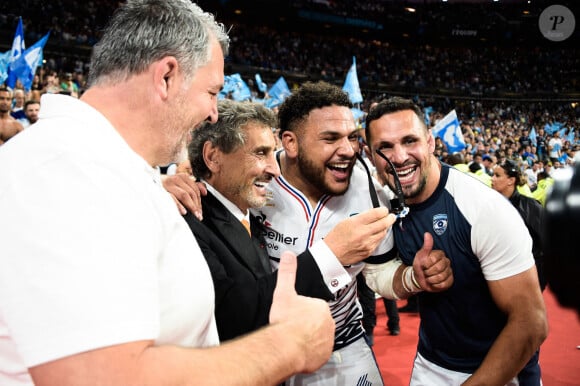 Mohed Altrad ( president Montpellier ) - Mohamed Haouas ( 3 - Montpellier ) - - Finale du Top 14 de rugby entre Montpellier et Castres (29-10) au Stade de France à Saint-Denis le 24 juin 2022.