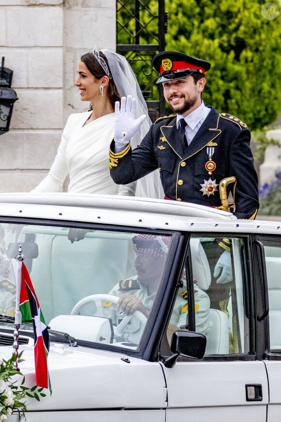 Mariage du prince Hussein de Jordanie et de Rajwa al Saif, au palais Zahran à Amman (Jordanie), le 1er juin 2023.