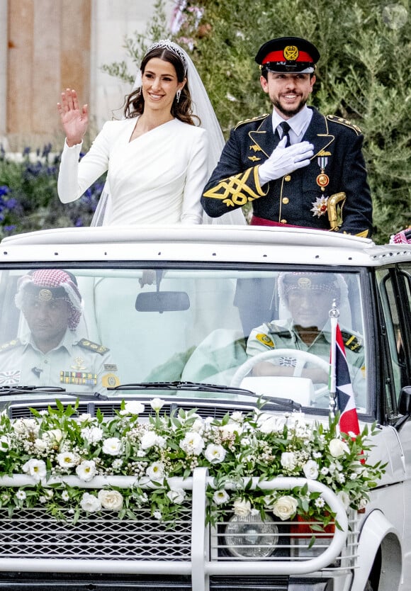 Mariage du prince Hussein de Jordanie et de Rajwa al Saif, au palais Zahran à Amman (Jordanie), le 1er juin 2023.