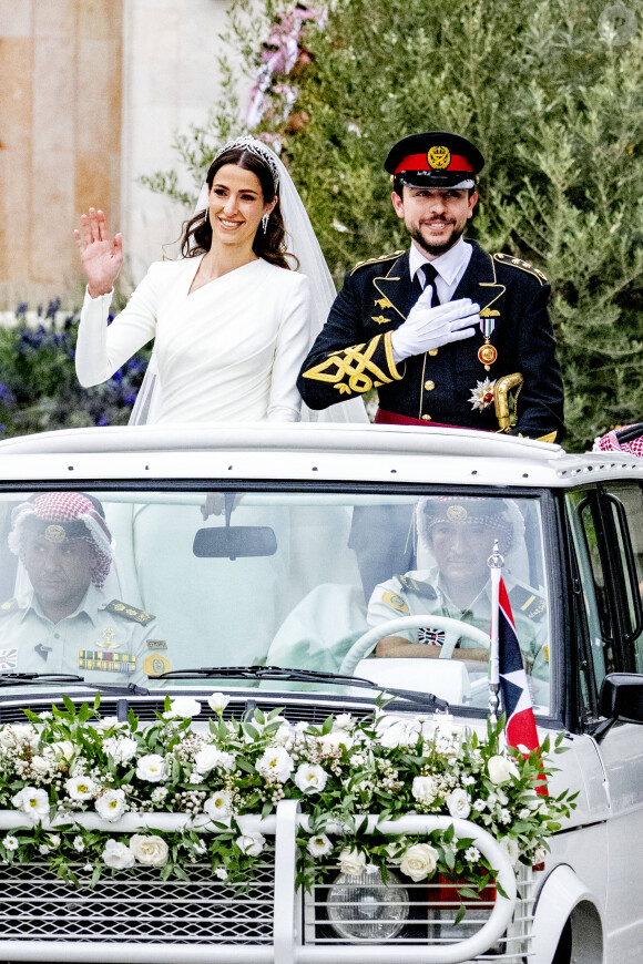 Mariage du prince Hussein de Jordanie et de Rajwa al Saif, au palais Zahran à Amman (Jordanie), le 1er juin 2023.