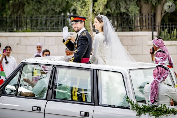 Mariage du prince Hussein de Jordanie et de Rajwa al Saif, au palais Zahran à Amman (Jordanie), le 1er juin 2023.