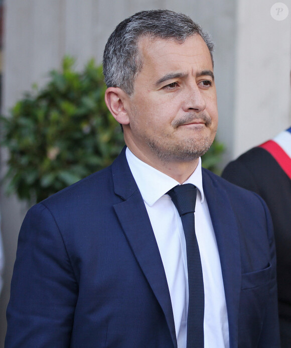 Gérald Darmanin, ministre de l'Intérieur lors de la cérémonie d' acceuil de 600 nouveaux policiers a la prefecture de police de Paris le 24 mai 2023.