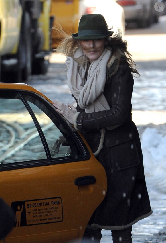 Blake Lively sur le tournage de Gossip Girl, le 1er mars 2010