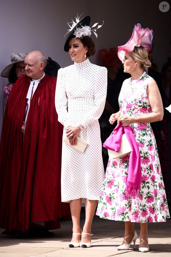 Leur élégance, toutes les deux, a été remarquée ! 
Kate Middleton, princesse de Galles - Cérémonie annuelle de l'Ordre de la Jarretière, Chapelle St George, Windsor, 19 juin 2023. Photo by Henry Nicholls/PA Photos/ABACAPRESS.COM
