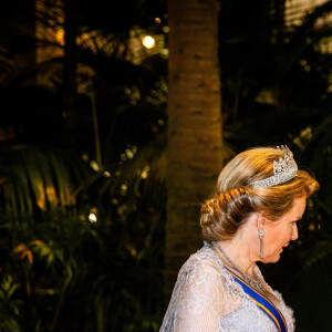 Le roi Willem-Alexander et la reine Maxima des Pays-Bas avec le roi Philippe et la reine Mathilde de Belgique lors du cocktail du banquet d'état au chateau Laken à Bruxelles, le 20 juin 2023. 