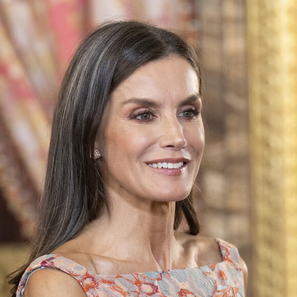 Le roi Felipe VI et la reine Letizia d'Espagne, reçoivent le roi Abdallah II et la reine Rania de Jordanie, accompagnés du prince Hashem de Jordanie, au palais royal de Madrid, le 19 juin 2023.