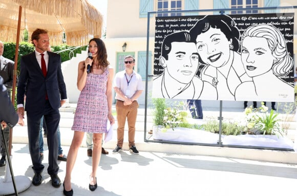 Exclusif - Andrea et Charlotte Casiraghi dévoilent un mur dédié à Jo Bouillon, Joséphine Baker et la Princesse Grace de Monaco - Inauguration du 1er Festival du livre Joséphine Baker-Licra au parc de Joséphine Baker à Castelenaud-la Chapelle le 24 juin 2023.  © Dominique Jacovides / Bestimage 