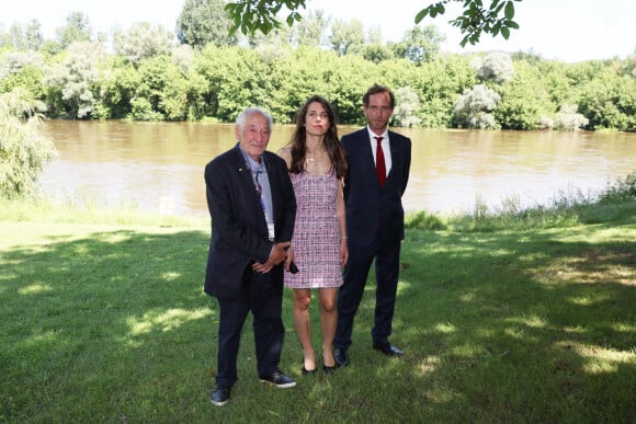 Exclusif - Claude Pierre-Bloch (vice-président national de la Licra et organisateur du 1er festival du livre Josephine Baker), Charlotte Casiraghi et Andrea Casiraghi - Inauguration du 1er Festival du livre Joséphine Baker-Licra au parc de Joséphine Baker à Castelenaud-la Chapelle le 24 juin 2023.  © Dominique Jacovides / Bestimage 