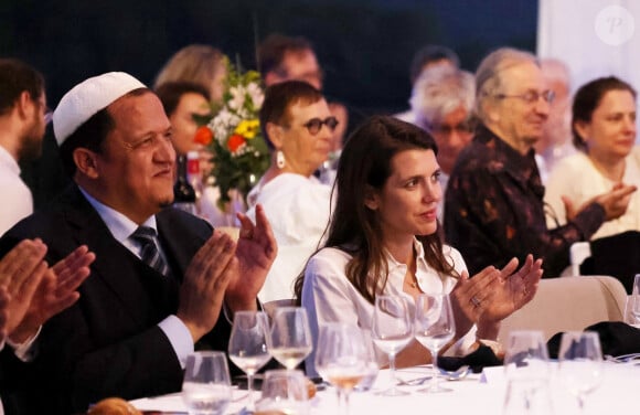 Exclusif - Hassen Chalghoumi, président de la conférence des imams de France et Charlotte Casiraghi lors de la soirée d'accueil des auteurs du 1er festival du livre Joséphine Baker au domaine Rochebois à Vitrac le 23 Juin 2023.