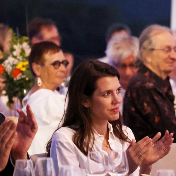 Exclusif - Hassen Chalghoumi, président de la conférence des imams de France et Charlotte Casiraghi lors de la soirée d'accueil des auteurs du 1er festival du livre Joséphine Baker au domaine Rochebois à Vitrac le 23 Juin 2023.