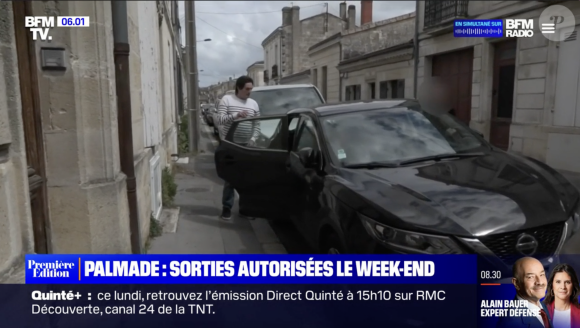 Une sortie pour tenter d'oublier "ces quatre mois d'enfer", comme rapporté, pour laquelle Pierre Palmade n'était pas tout seul.
Capture d'écran du reportage de BFMTV sur Pierre Palmade le week-end du 8 mai 2023