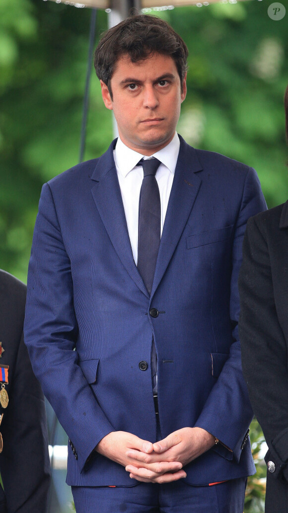 Gabriel Attal - Commémoration du génocide arménien de 1915 à Paris. Le 24 avril 2023 © Jonathan Rebboah / Panoramic / Bestimage