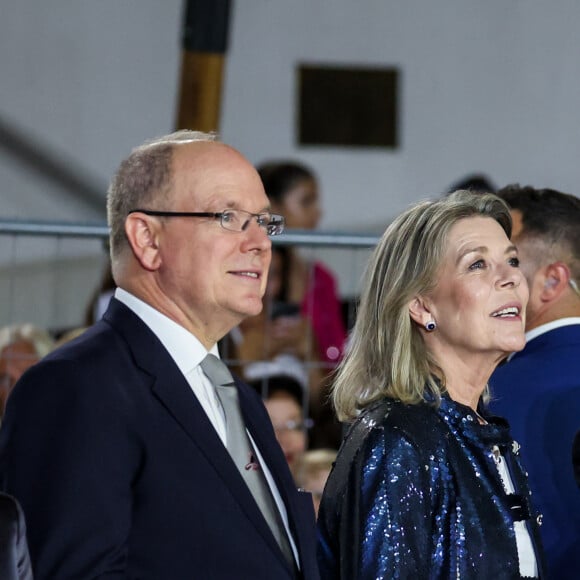 Le prince Albert II de Monaco et la princesse Caroline de Hanovre lors de la dernière soirée de la 17ème édition du Longines Global Champions Tour à Monaco, le 1er juillet 2023 sur le port de Monaco, pour le Longines Global Champions. © Claudia Albuquerque/Bestimage