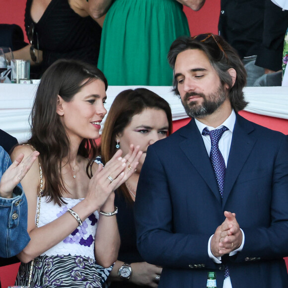 Charlotte Casiraghi et son mari Dimitri Rassam lors de la dernière soirée de la 17ème édition du Longines Global Champions Tour à Monaco, le 1er juillet 2023 sur le port de Monaco, pour le Longines Global Champions. © Claudia Albuquerque/Bestimage