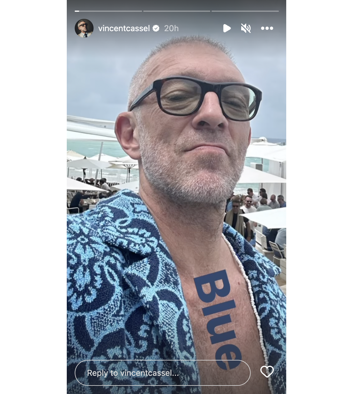 Photo : Vincent Cassel a posté une Story sur son compte instagram où il ...