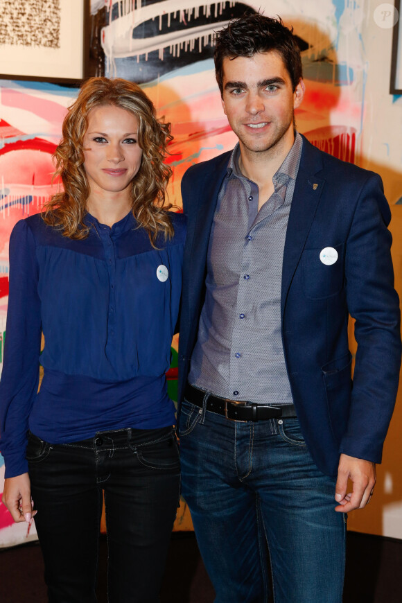 Exclusif - Tony Gallopin et sa femme Marion Rousse - Kettler Challenge au profit de l'association "L'étoile de Martin" à l'hôtel Molitor à Paris, le 1er décembre 2014.