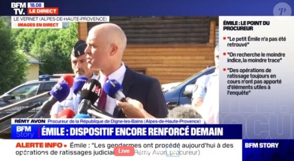 Le procureur a expliqué que les nouvelles investigations dans l'affaire du petit Emile n'ont pas été frucuteuses. 
Capture d'écran de BFM TV - Le procureur qui s'exprime sur l'affaire de la disparition du petit Emile. 