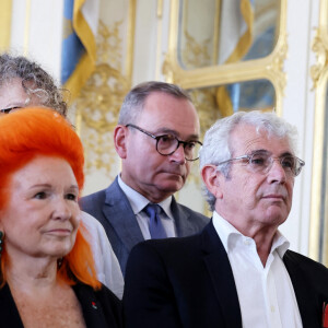 Exclusif - Viviane de Witt, Michel Boujenah, Valérie Paecht - Cérémonie de remise des insignes de commandeure de l'ordre national du mérite à Jacqueline Franjou et des insignes de commandeur des Arts et Lettres à Jacques Rouveyrollis. Paris, le 4 juillet 2023. © Dominique Jacovides/Bestimage