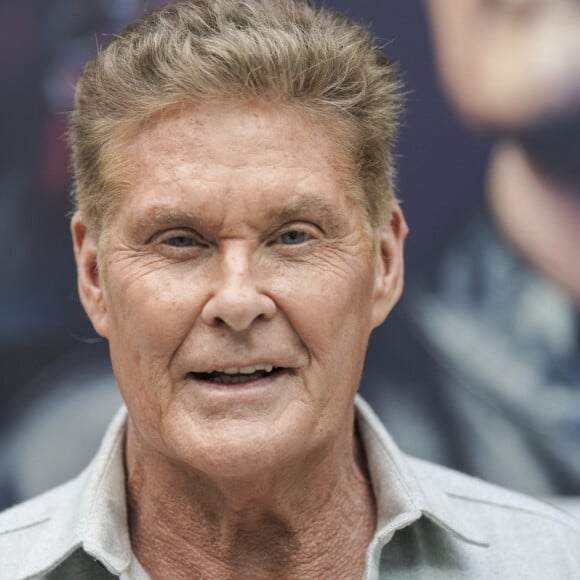 David Hasselhoff et l'acteur Maximilian Mundt lors de la séance photo de la nouvelle série "Ze Network" (RTL+) à Cologne, le 24 octobre 2022. 