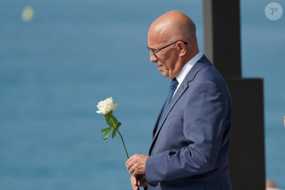 Eric Ciotti - Dépôt de roses - Cérémonie d'hommage aux victimes de l'attentat de Nice du 14 juillet 2016, à Nice, France, le 14 juillet 2023. © Norbert Scanella/Panoramic/Bestimage 