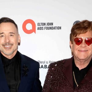 David Furnish, Elton John à la soirée "Elton John AIDS Foundation" lors de la 95ème édition de la cérémonie des Oscars à Los Angeles le 12 mars 2023.