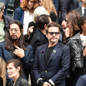 Bambou, Lucien Gainsbourg (Lulu), Matthieu Chedid (Le chanteur M), Imany - Sorties des obsèques de Jane Birkin en l'église Saint-Roch à Paris. Le 24 juillet 2023 © Jacovides-KD Niko / Bestimage 