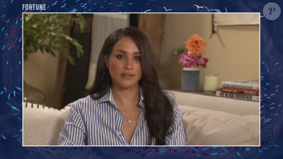 Pour le moment, on ne sait pas si l'actrice est au courant.
Meghan Markle intervient en visioconférence au sommet des femmes les plus puissantes le 30 septembre 2020. 