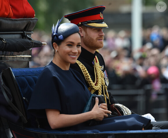 Il n'en est donc rien, Meghan Markle et le prince Harry sont donc toujours bien ensemble
Le prince Harry, duc de Sussex, et Meghan Markle, duchesse de Sussex - La parade Trooping the Colour 2019, célébrant le 93ème anniversaire de la reine Elisabeth II, au palais de Buckingham, Londres, le 8 juin 2019. 