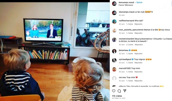 En octobre 2022, Maud Descamps a surpris ses followers en relayant un cliché d'eux sur Instagram. Sagement assis l'un à côtés de l'autre, le duo de dos admirait le passage à l'antenne de leur célèbre maman !