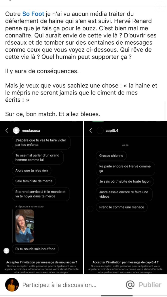 "Depuis quelques jours et simplement pour avoir partagé mon avis sur une causerie, je subis un cyberharcèlement massif et monstrueux", indique Mélissa Plaza